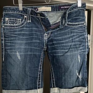 Vigoss distressed bermuda fit womens jean shorts